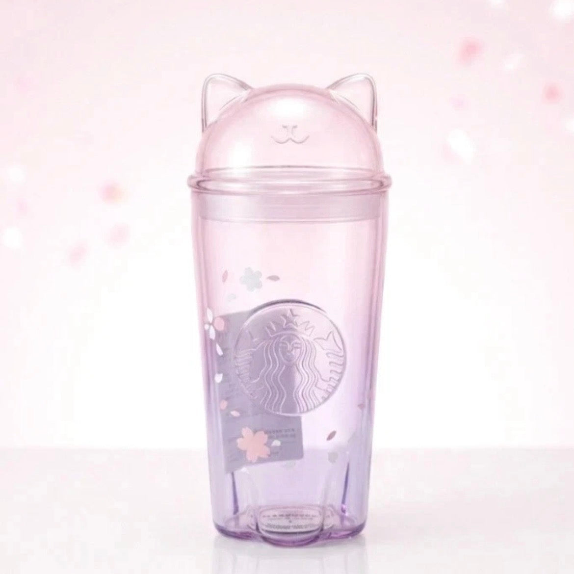 Starbucks korea Exclusive Sakura Cat Glass Cold Cup 16.9oz (ships in a week)