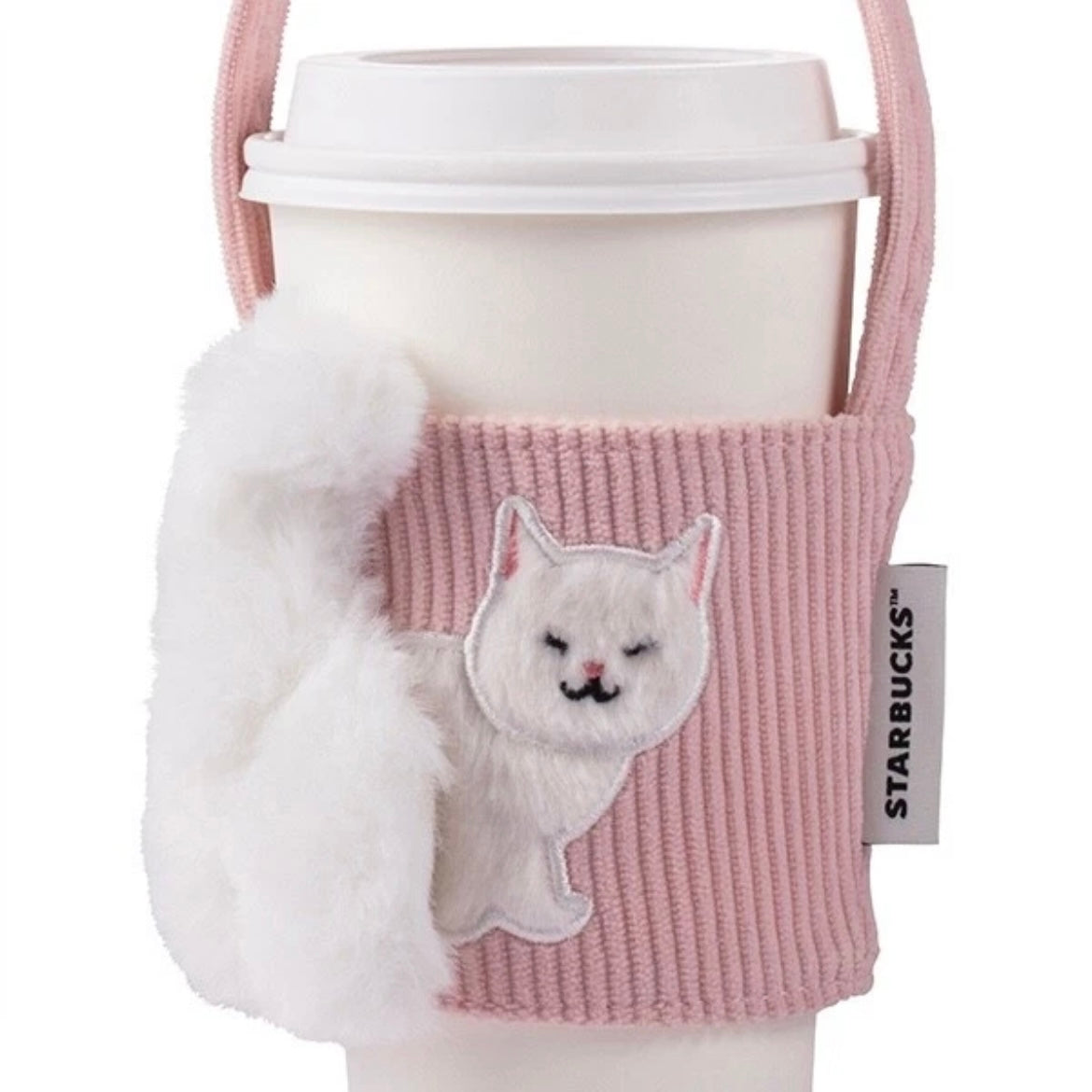 Starbucks Taiwan Exclusive White Cat Pink Drink Holder (READY TO SHIP!)