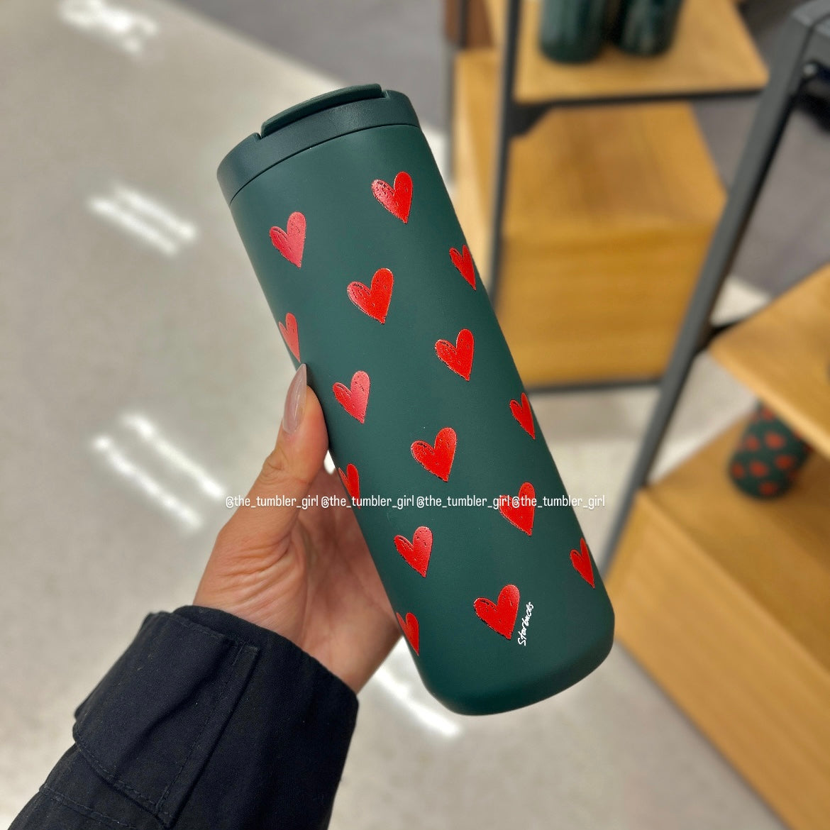 Starbucks 2026 Valentines Heart Green & Red SS Bottle Tumbler