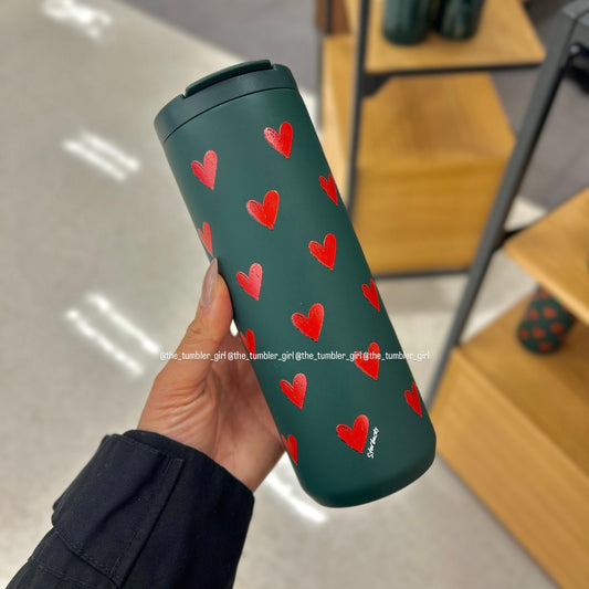 Starbucks 2026 Valentines Heart Green & Red SS Bottle Tumbler