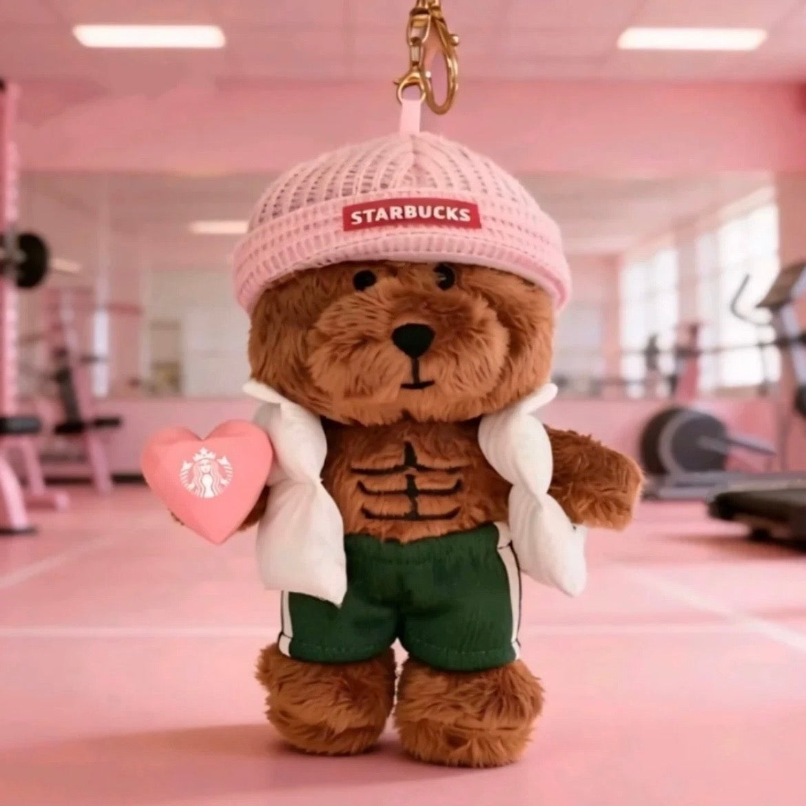 Starbucks China Valentine’s Fitness Six Pack Bearista Plushie Keychain Charm (READY TO SHIP)