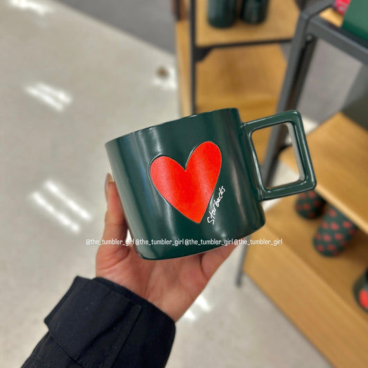 Starbucks 2026 Valentine’s Day Heart Ceramic Green 14oz Mug