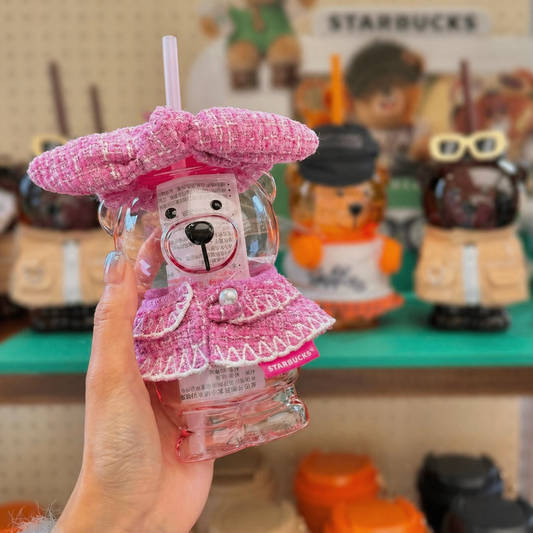 Starbucks Shanghai 2026 Pop-Up Exclusive 16oz Pink Bearista Glass Cold Cup