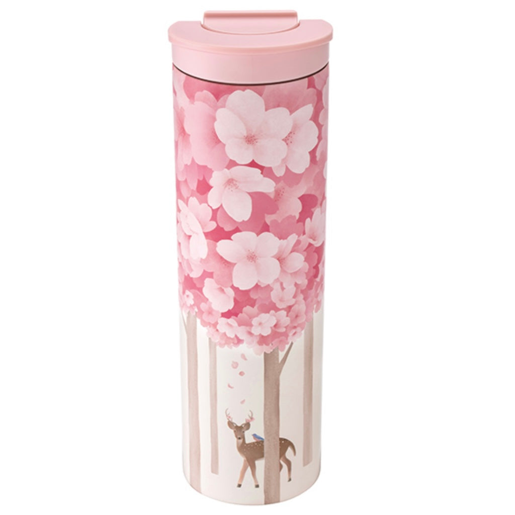 Starbucks Taiwan 2025 Cherry Blossom Collection – 16oz Sakura & Deer Stainless Steel Tumbler (Ships Late March)