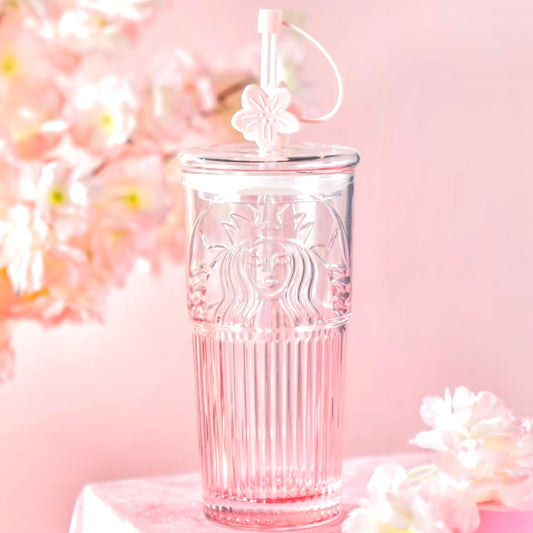 Starbucks China Exclusive 18oz Sakura Cherry Blossom Pink Glass Cold Cup (READY TO SHIP)
