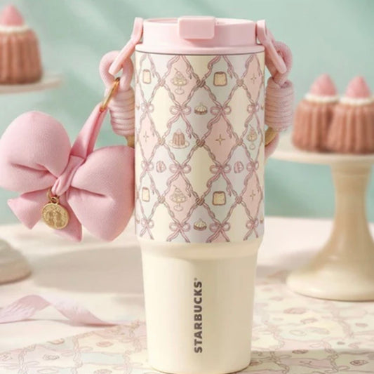 Starbucks China 2026 Summer Dessert Party Series 28oz Stainless Steel Tumbler With Accessories