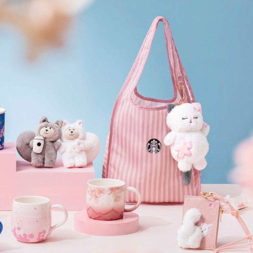 Starbucks Taiwan Sakura Cat Storage Bag (ships late March)