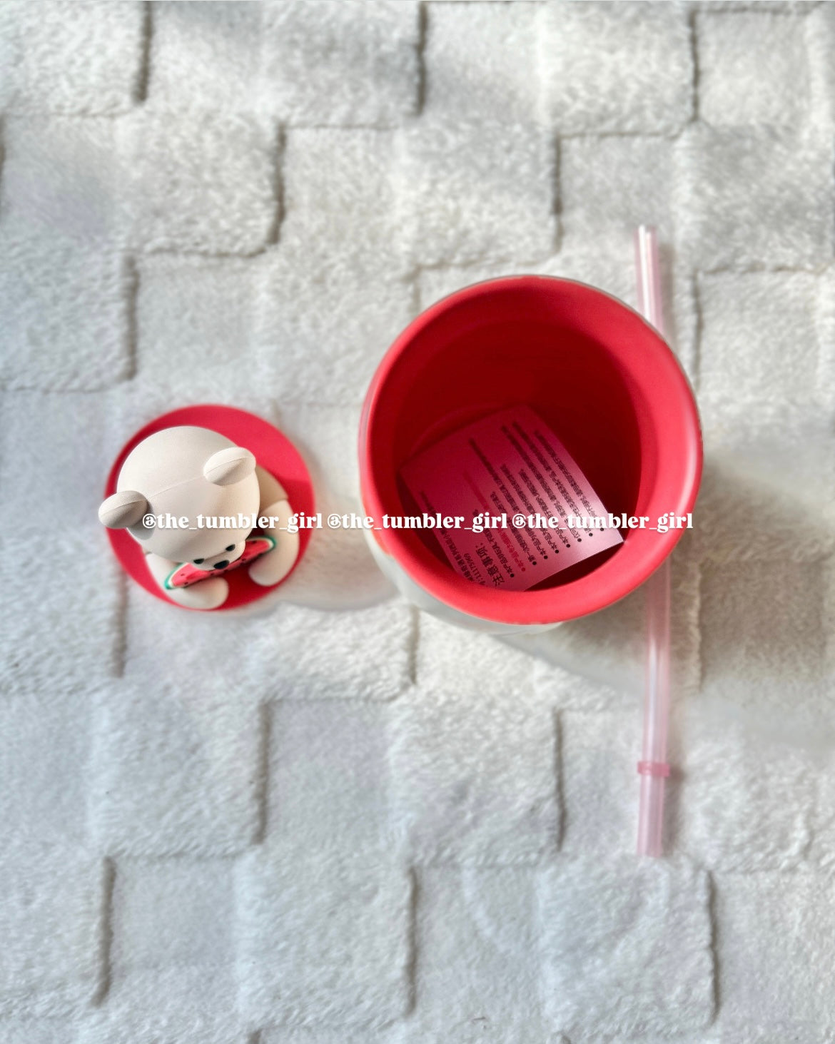 2025 China Exclusive 14.5oz Watermelon Bear Ceramic Straw Cup with Silicone Lid (READY TO SHIP)