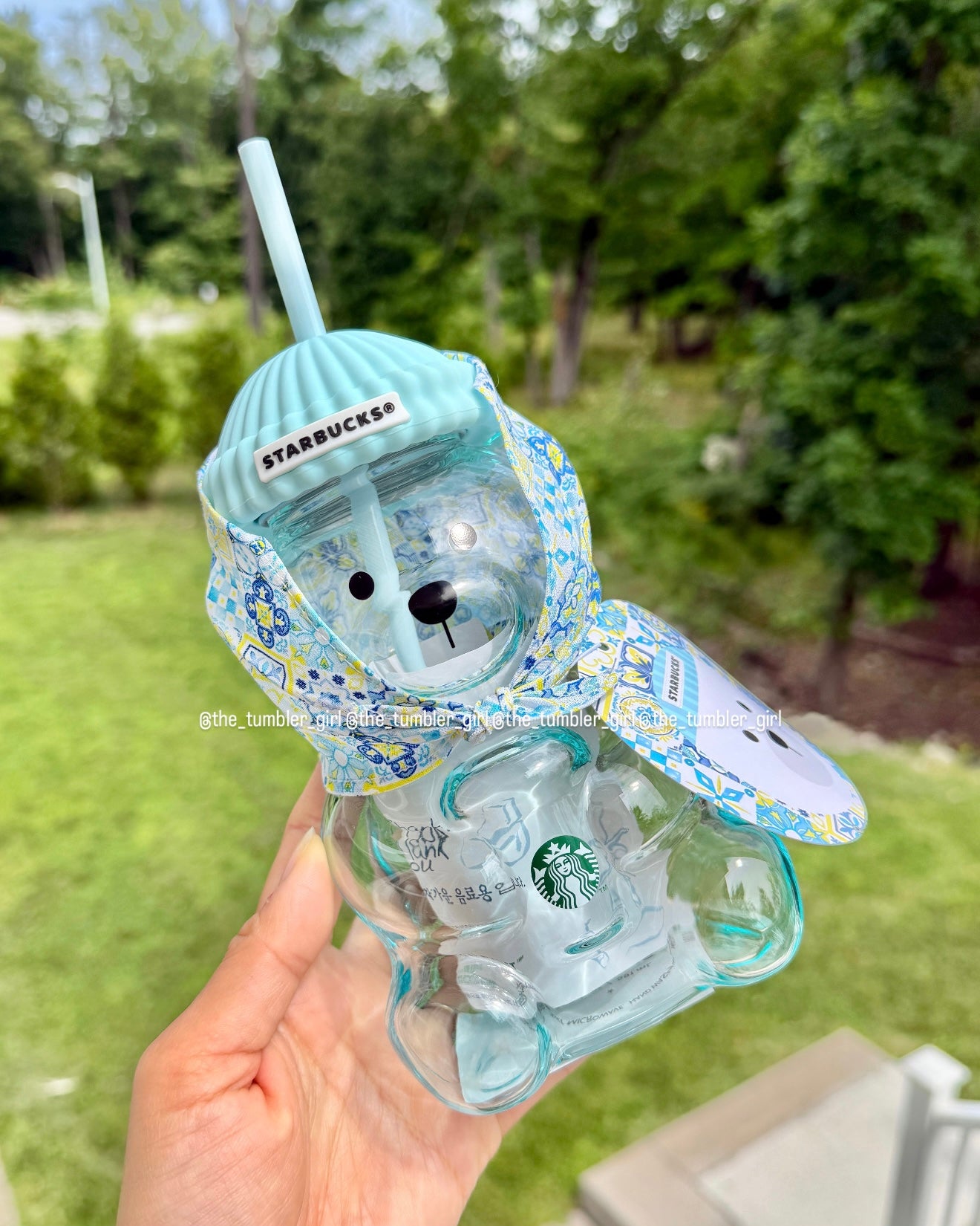 2026 Korea Exclusive Summer Blue 20oz Bearista Glass Cold Cup (READY TO SHIP)