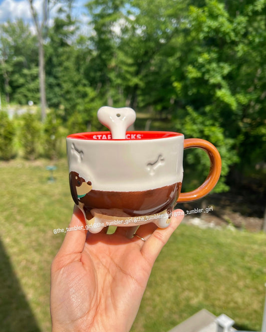 2026 China Exclusive Paw Series 13oz Dachshund Ceramic Mug With Stirrer (READY TO SHIP)