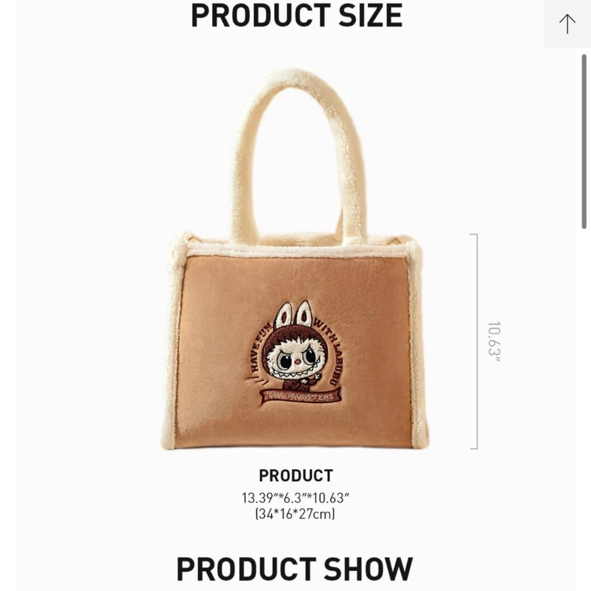 POP MART Classic Bag Series - LABUBU Plush Tote Bag (Brown)