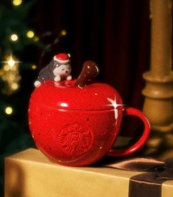 Starbucks China 2025 Holiday 13oz Apple & Husky Ceramic Mug (READY TO SHIP)