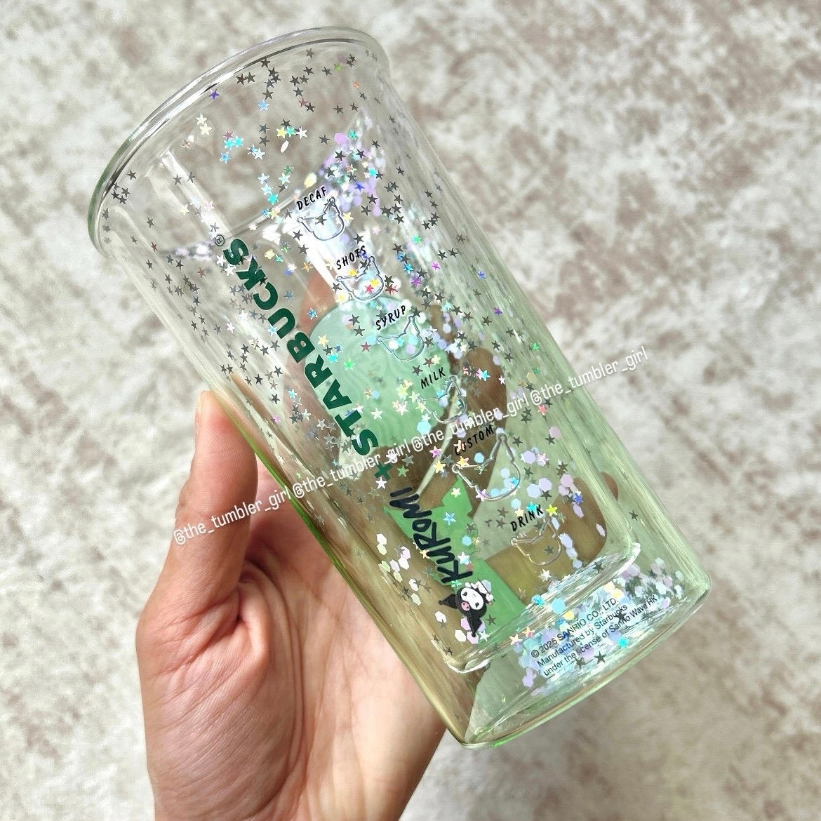 2025 Hong Kong Exclusive 12oz Kuromi Double Wall Glass Cold Cup (READY TO SHIP)