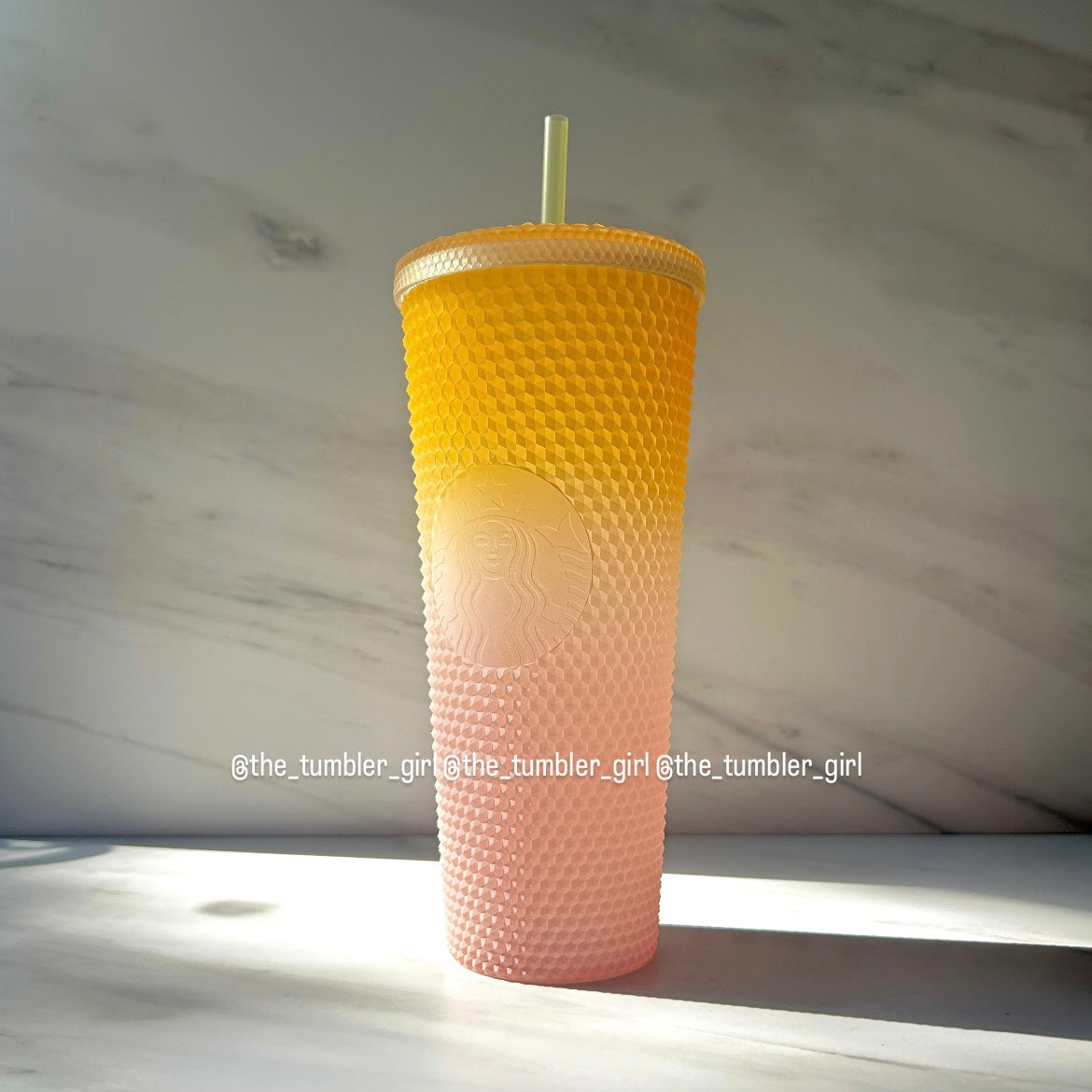 Starbucks China exclusive yellow pink soft touch studded