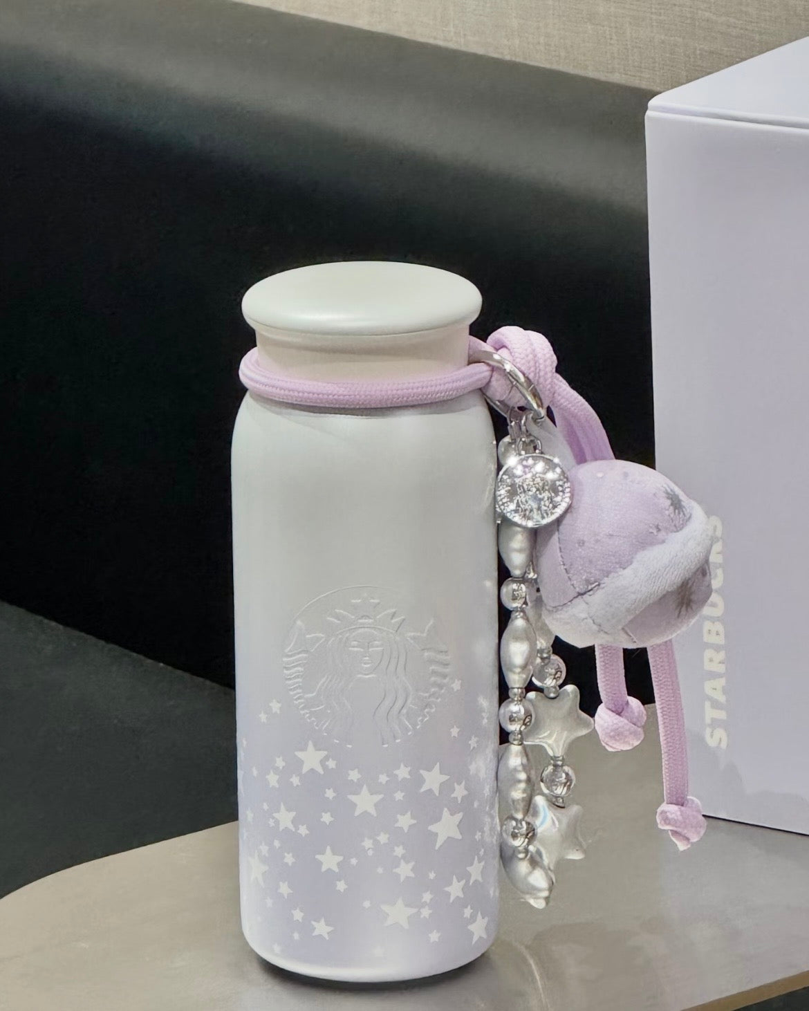 Starbucks China Violet Night Galaxy 14.2oz Luminous Stainless Steel Cup with Planet Pendant