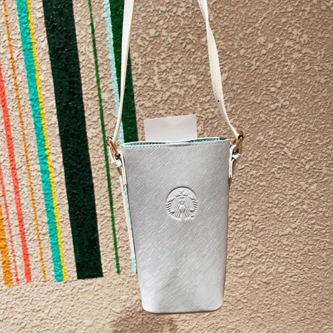 Starbucks China exclusive grey mini crossbody bucket pouch