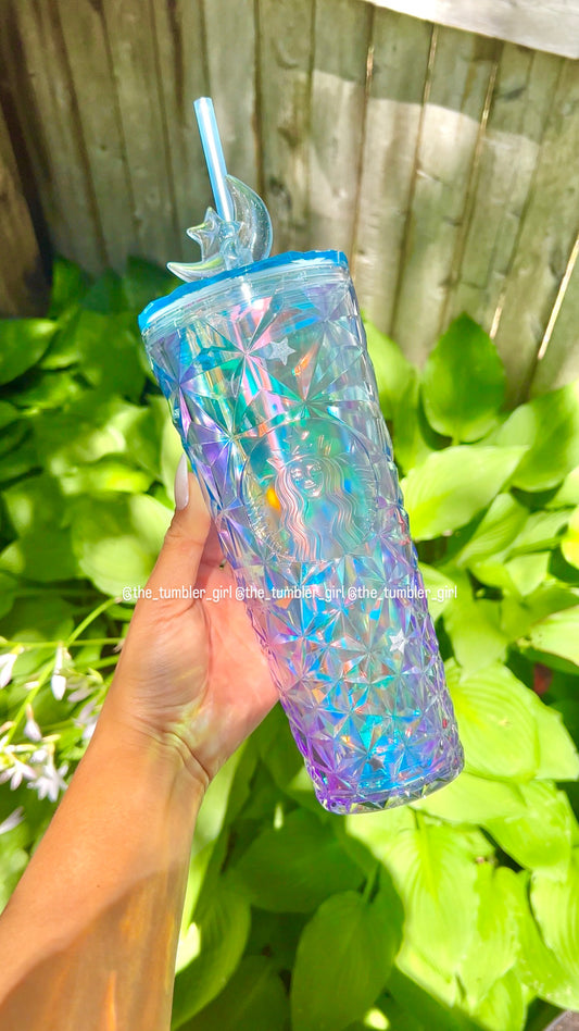 Starbucks China exclusive blue translucent prism diamond tumbler