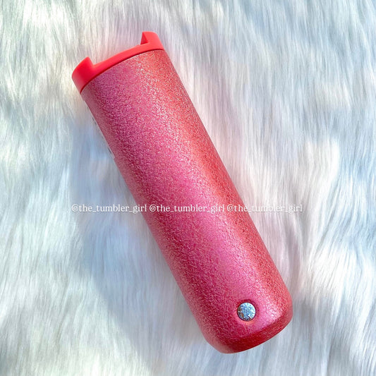 Starbucks 16oz Coral Pink Glitter Vacuum Insulated Tumbler