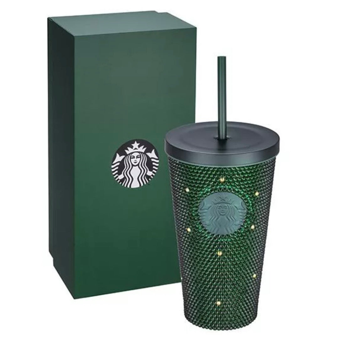 Starbucks Taiwan Forest Green Bling Rhinestone Stainless Steel Tumbler 17.5oz (ships late March)