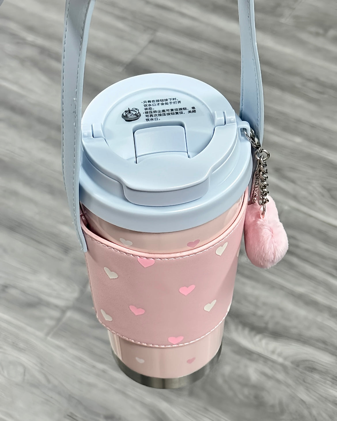 Starbucks China Pink 16oz Stainless Steel Tumbler Cup Sleeve Strap Heart Charm (Ready to ship)