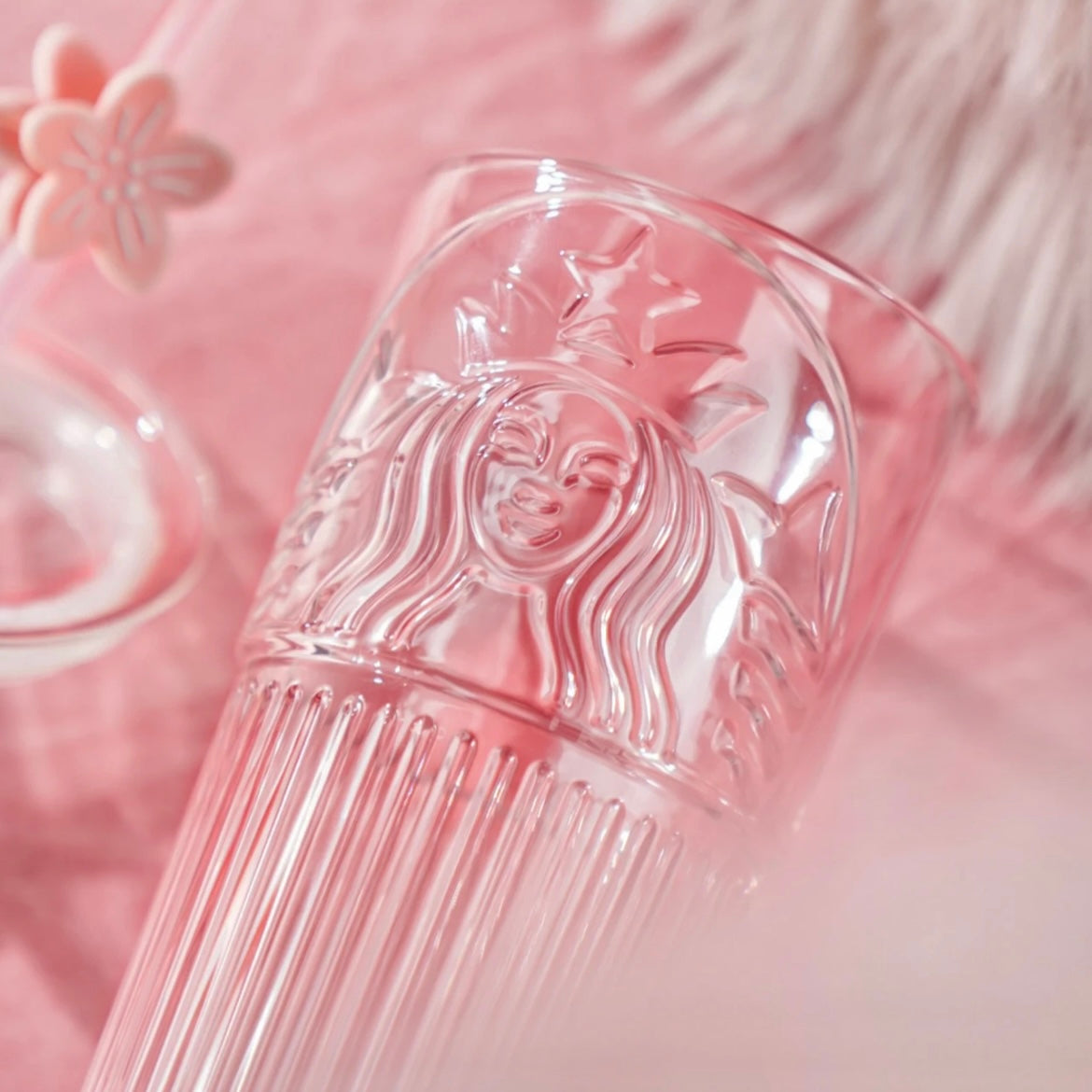 Starbucks China Exclusive 18oz Sakura Cherry Blossom Pink Glass Cold Cup (READY TO SHIP)