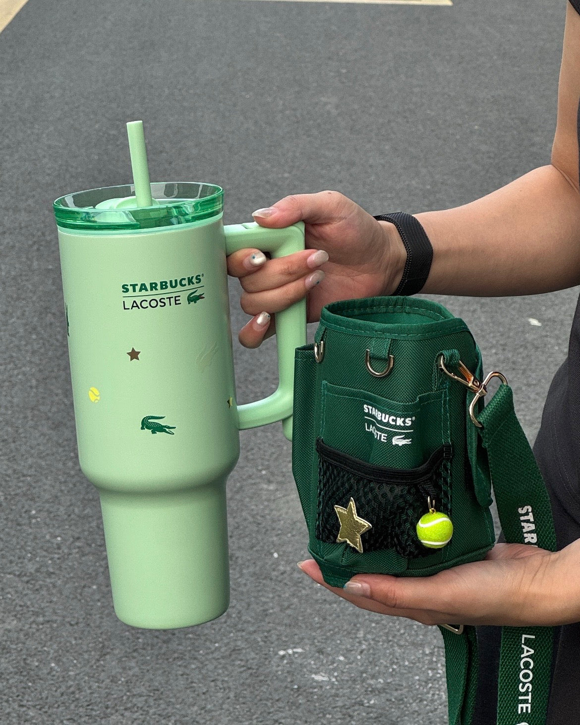 Starbucks China x Lacoste Stainless Steel Tumbler 40oz with Duo-Opening Lid & Cup Sleeve
