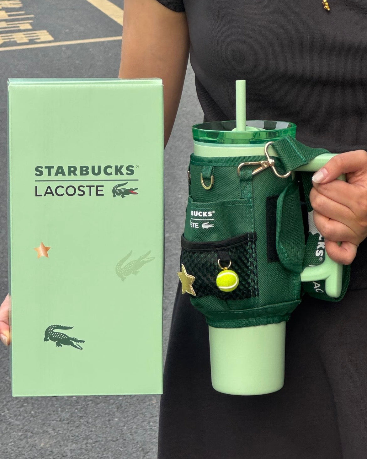 Starbucks China x Lacoste Stainless Steel Tumbler 40oz with Duo-Opening Lid & Cup Sleeve