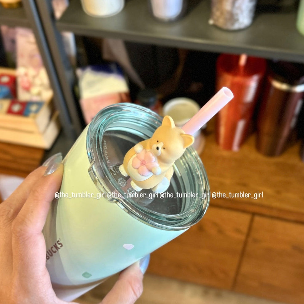 Starbucks Taiwan Sakura Corgi Stainless Steel Cold Cup Tumbler 26oz (ships late March)