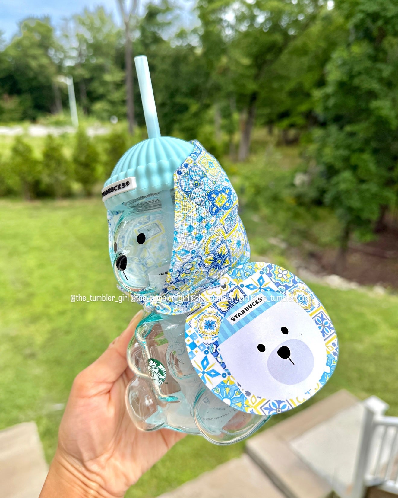 2026 Korea Exclusive Summer Blue 20oz Bearista Glass Cold Cup (READY TO SHIP)
