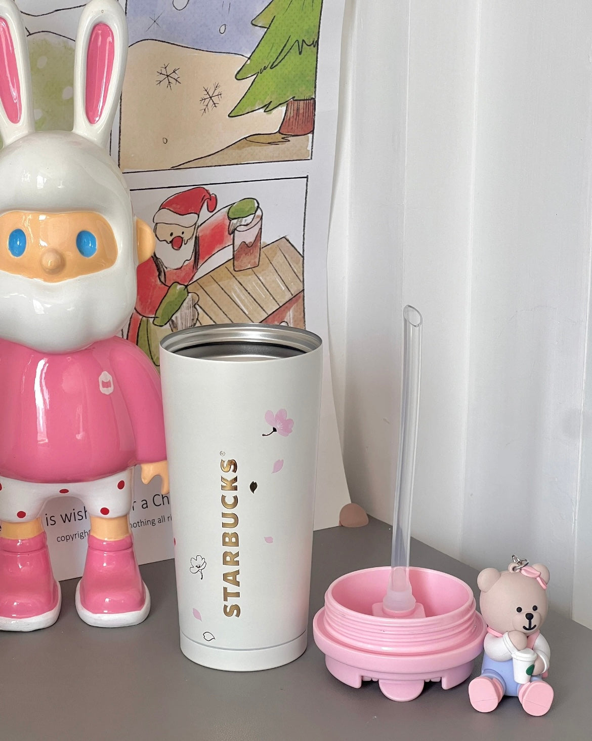 Starbucks China 16oz Sakura Stainless Steel Tumbler with Keychain (READY TO SHIP)