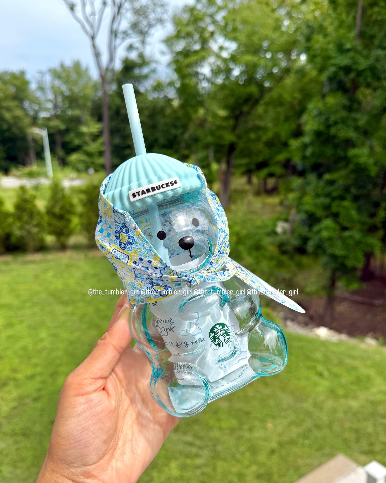 2026 Korea Exclusive Summer Blue 20oz Bearista Glass Cold Cup (READY TO SHIP)