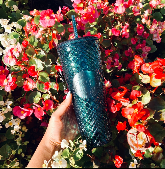 Starbucks Christmas Green Jeweled Cold Cup Tumbler (24oz)