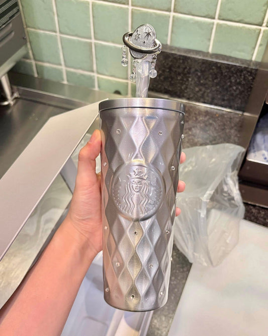 Starbucks China Violet Night Galaxy 20oz Silver Planet Stainless Steel Tumbler