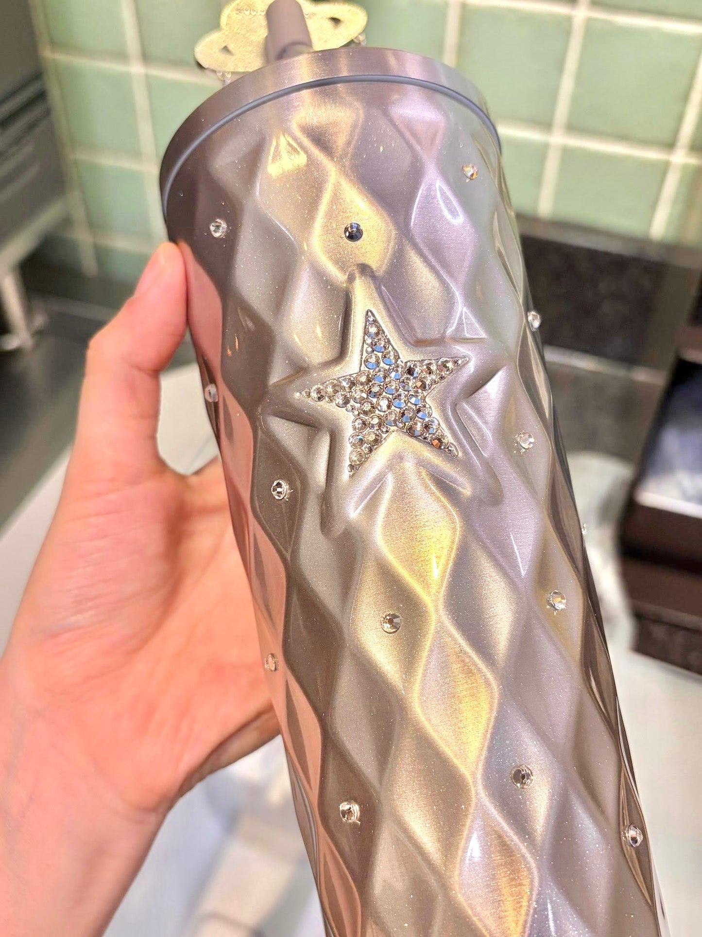 Starbucks China Violet Night Galaxy 20oz Silver Planet Stainless Steel Tumbler