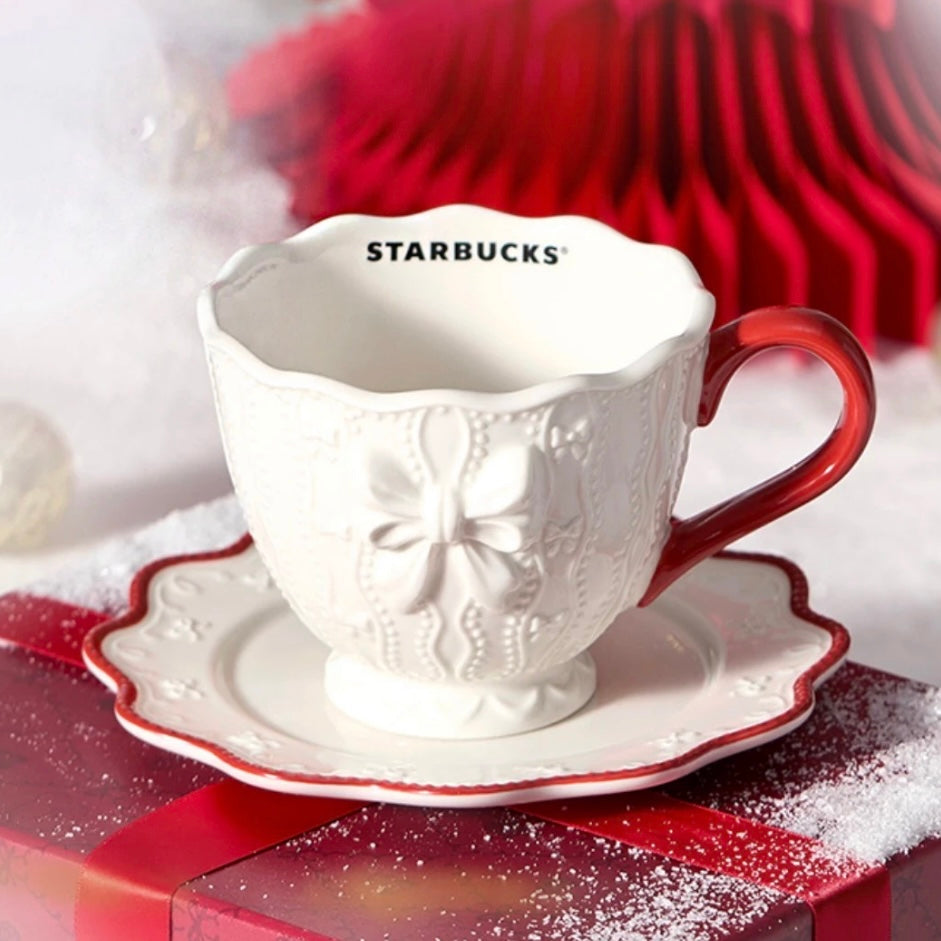Starbucks China 2025 Holiday 11oz Ceramic Cup and Plate Set (READY TO SHIP)