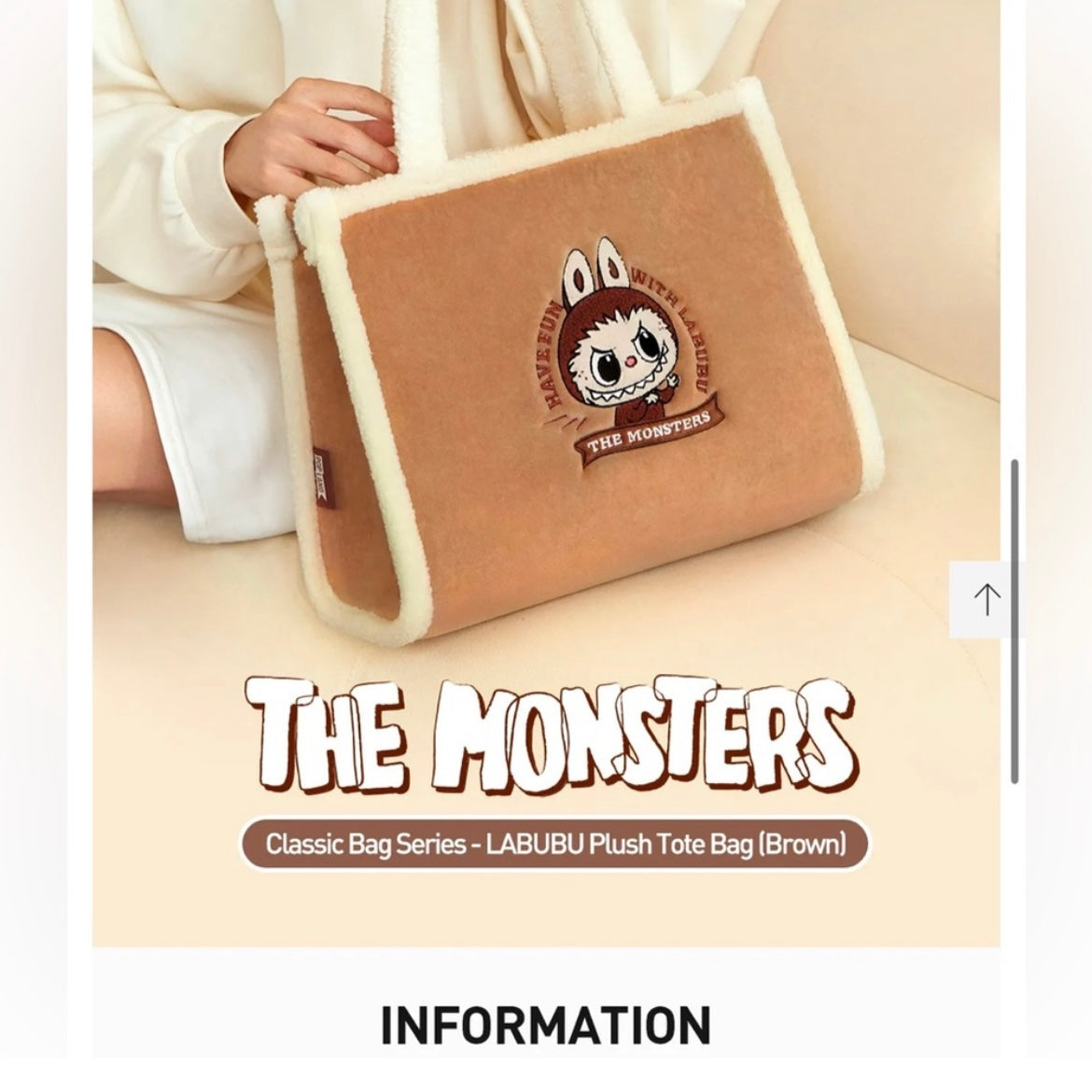 POP MART Classic Bag Series - LABUBU Plush Tote Bag (Brown)