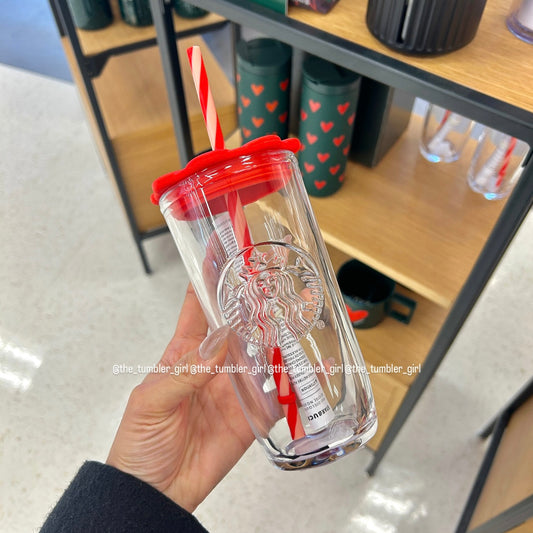 Starbucks Valentine’s Recycled Glass Cold Cup Tumbler (Heart-Shaped Base)