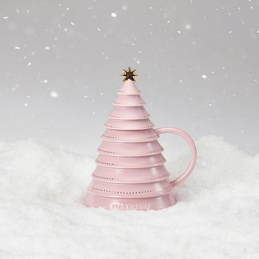 Starbucks overseas pink Christmas tree mug 12oz