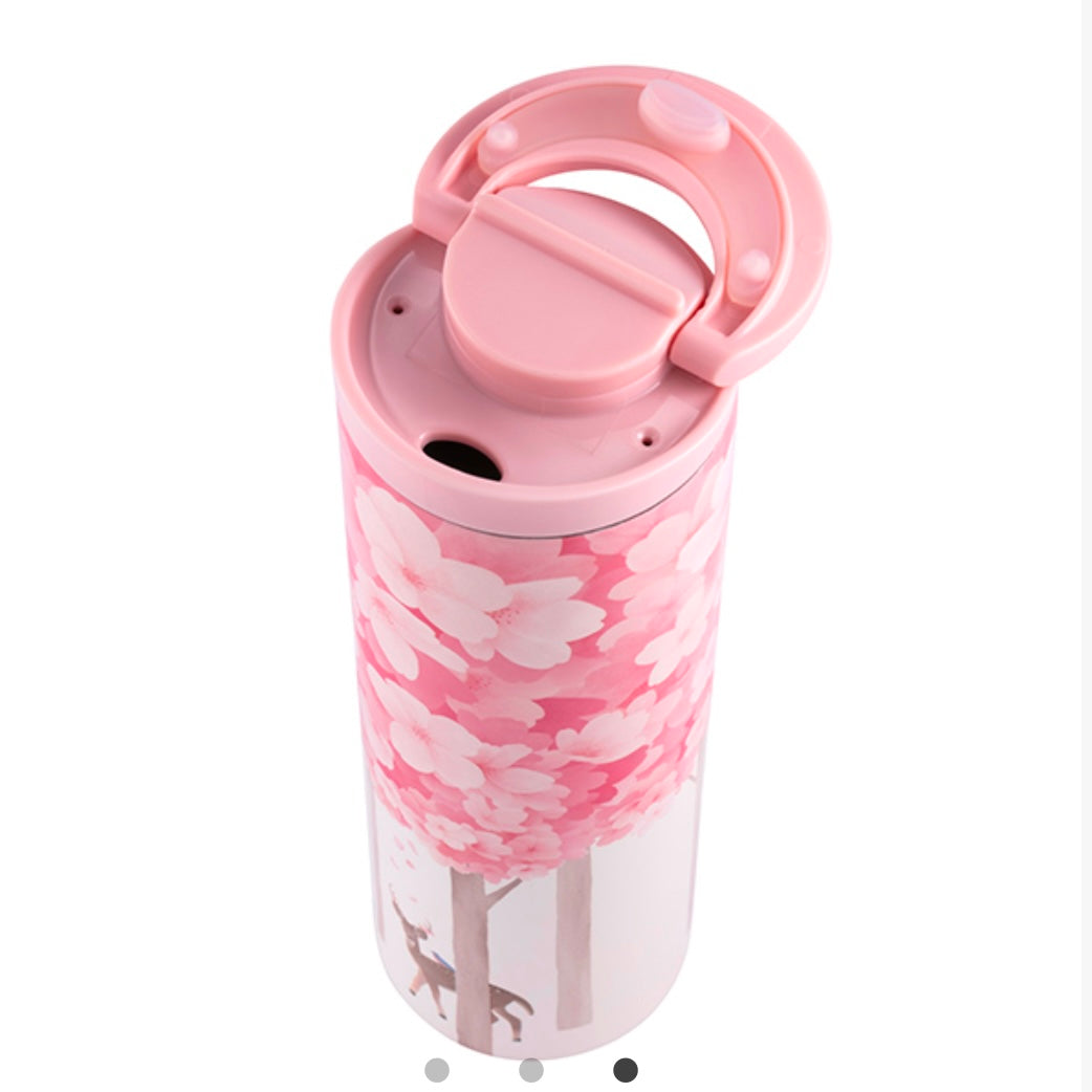 Starbucks Taiwan 2025 Cherry Blossom Collection – 16oz Sakura & Deer Stainless Steel Tumbler (Ships Late March)