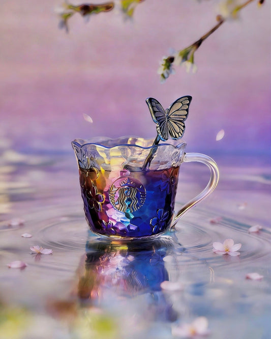 Starbucks China 2026 Sakura Series Glass Cup 12oz with Stirrer (Ships Late March)