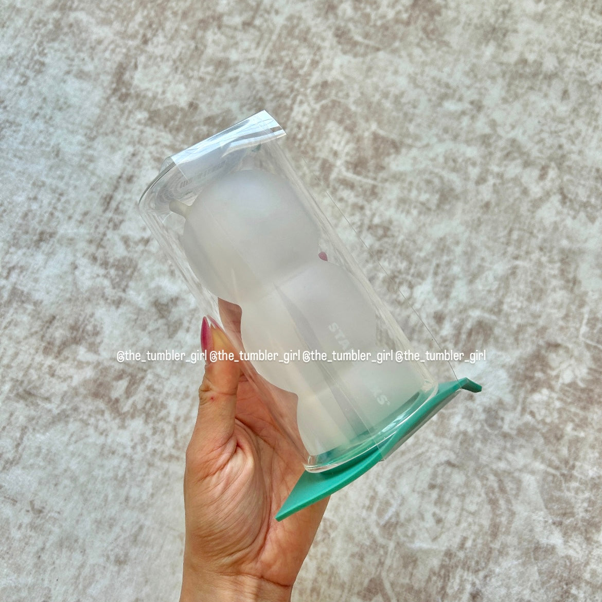 Starbucks China 9oz Caterpillar Glass Cold Cup With Silicone Leaf Lid (READY TO SHIP)