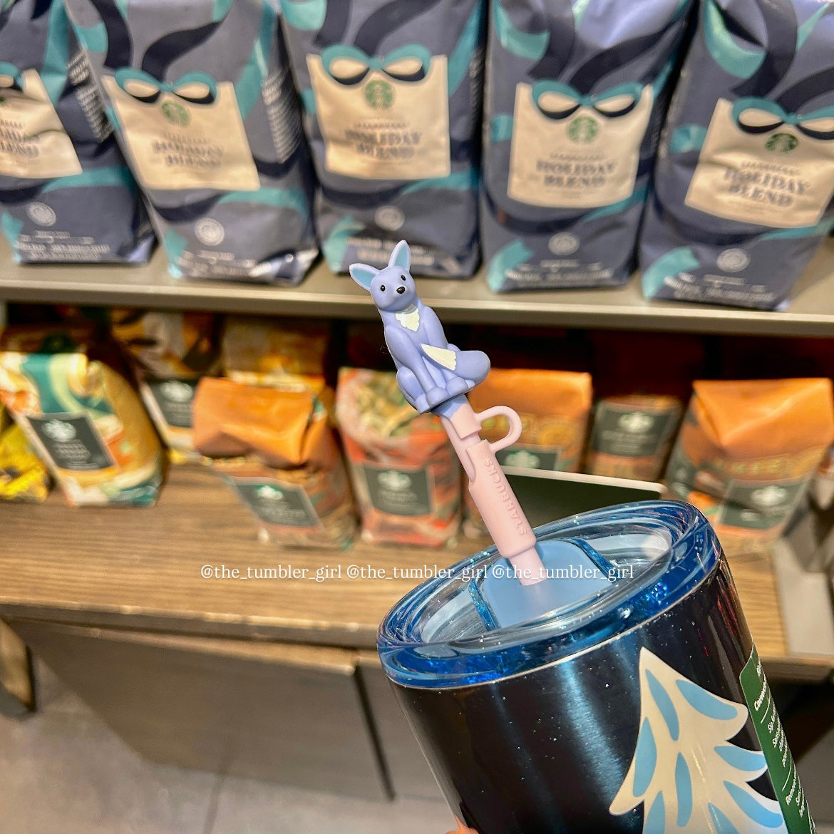 Starbucks Christmas Glittery Blue Fox Stainless Steel Cold Cup Tumbler 24oz (READY TO SHIP)