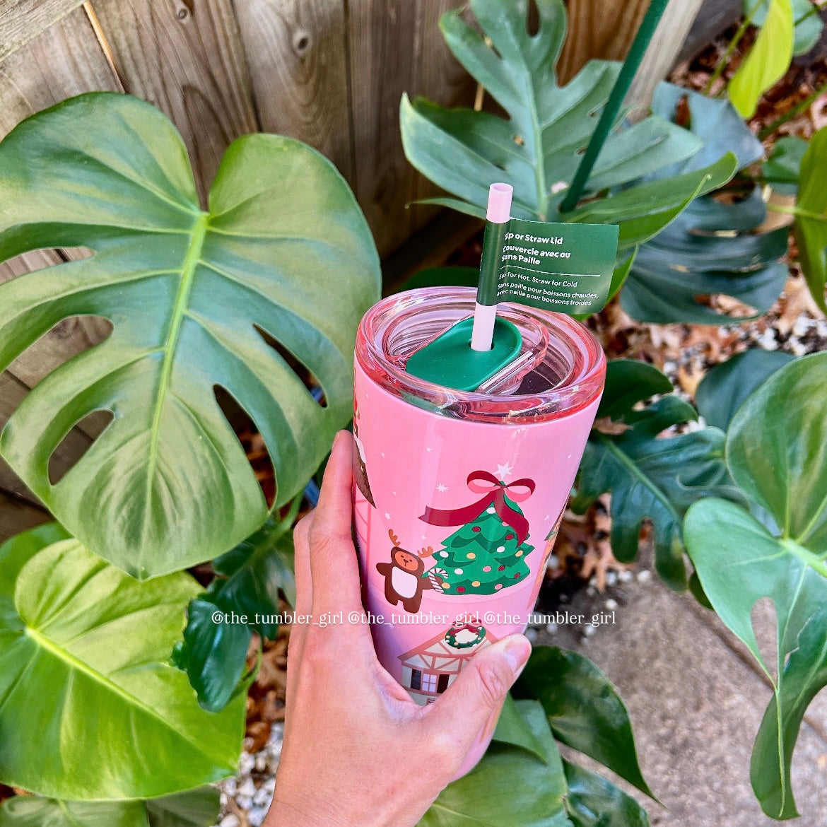 Starbucks Christmas Pink Bear Tree Stainless Steel Cold Cup Tumbler With Straw (READY TO SHIP)
