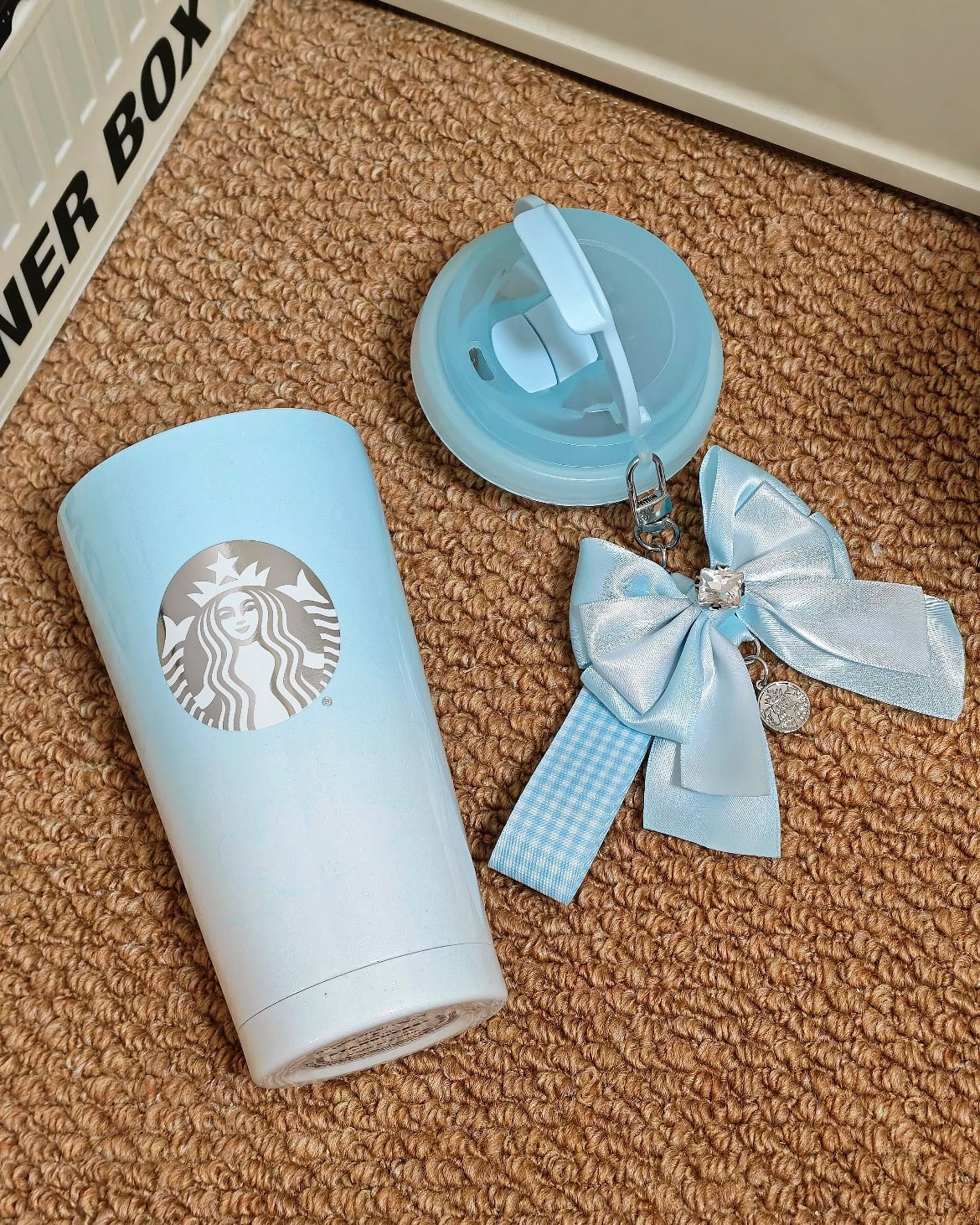 Starbucks China 17oz Blue Gradient Stainless Steel Tumbler with Accessories