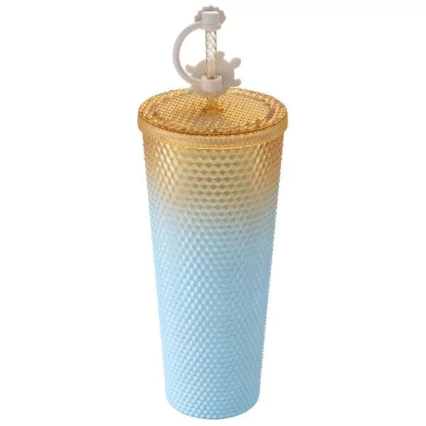 Starbucks Taiwan 2025 “Summer Seaside Series” - 24oz Blue & Yellow Gradient Studded Tumbler with Sea Turtle Straw Cover (Ships End of April)