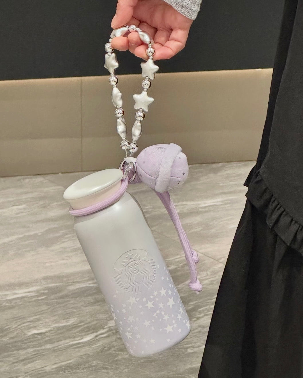 Starbucks China Violet Night Galaxy 14.2oz Luminous Stainless Steel Cup with Planet Pendant