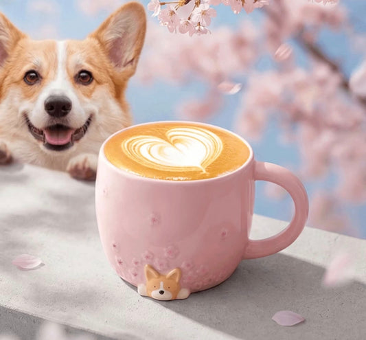 2026 Taiwan Release 12oz Corgi Cherry Blossom Mug (Ships Early November)
