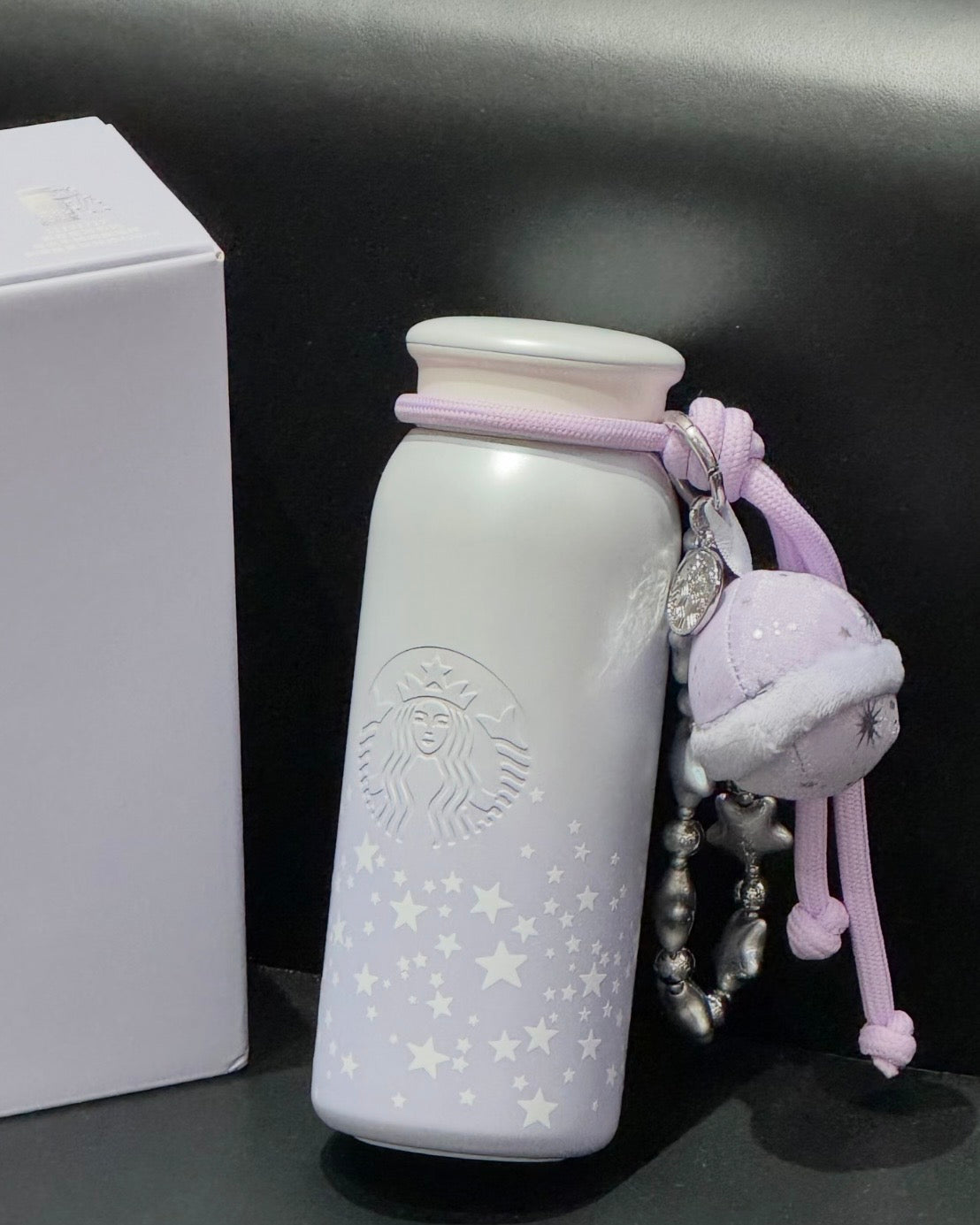 Starbucks China Violet Night Galaxy 14.2oz Luminous Stainless Steel Cup with Planet Pendant