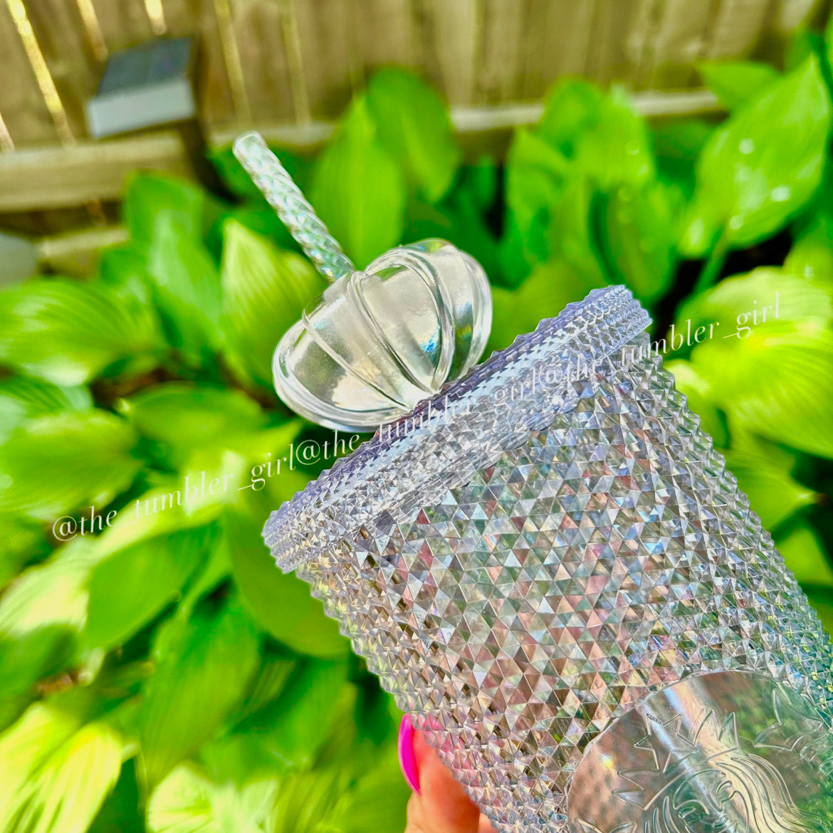 Starbucks Taiwan Exclusive Mint Gradient Studded Tumbler w/ Crown Straw Topper