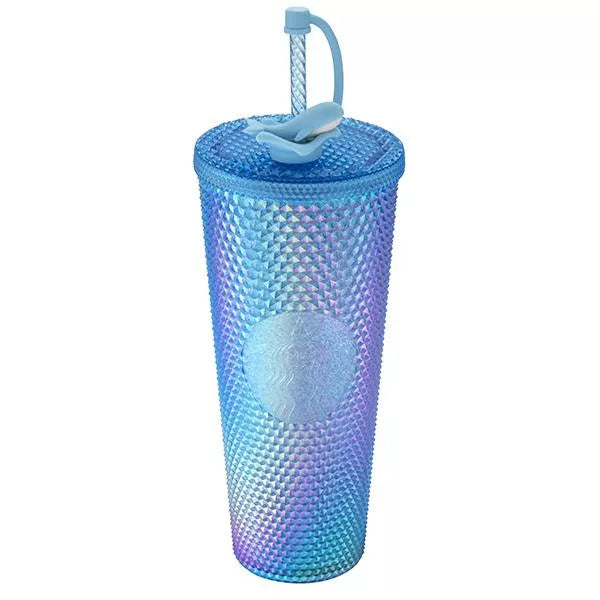 Starbucks Taiwan 2025 “Summer Seaside Series” - 24oz Blue Iridescent Studded Tumbler with Whale Straw Cover (Ships End of April)